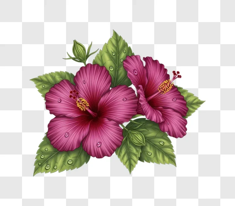vibrant pink hibiscus flower blooms