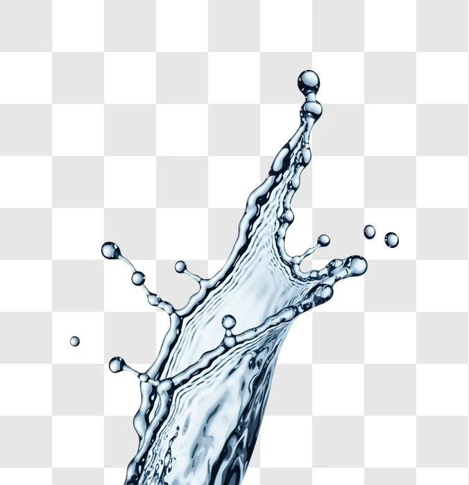 water splashing droplets isolated white