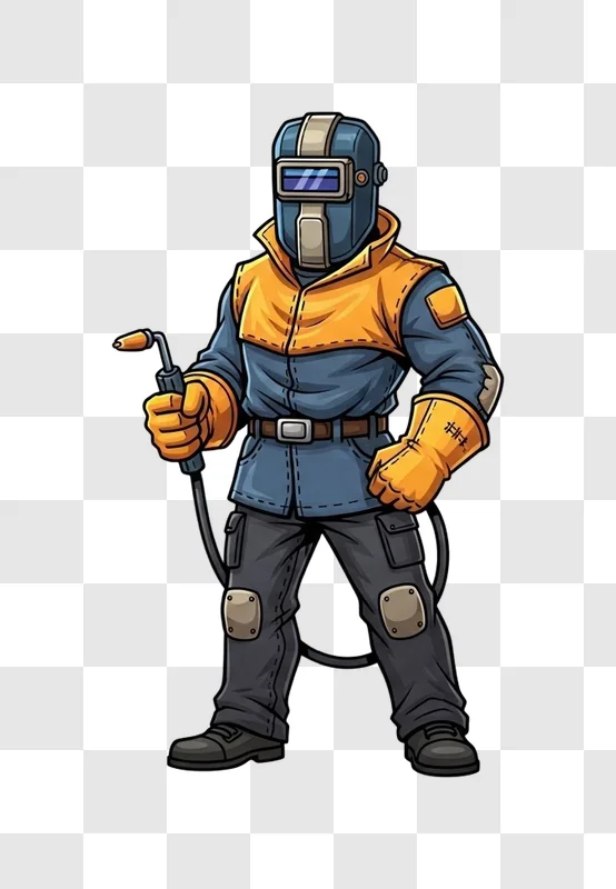 welding technician in protective gear standing