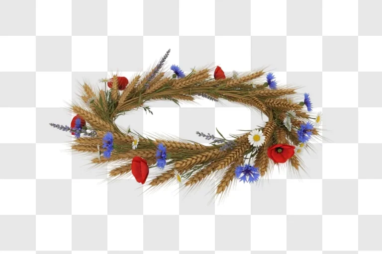wheat and flower holiday decorative wreath
