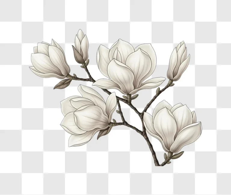white magnolia flower blooming branch