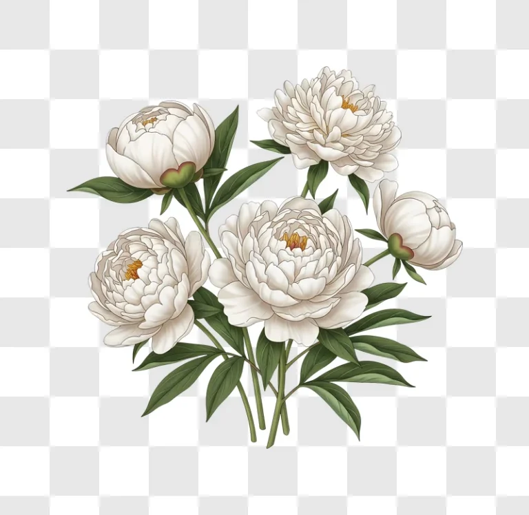 white peony flowers in bloom