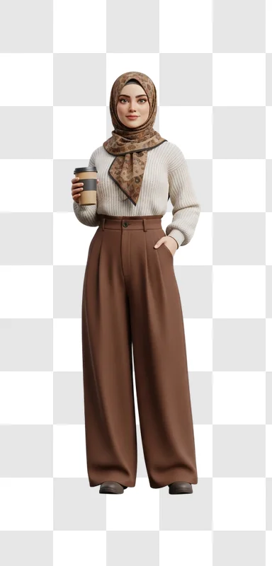 woman wearing brown hijab and pants