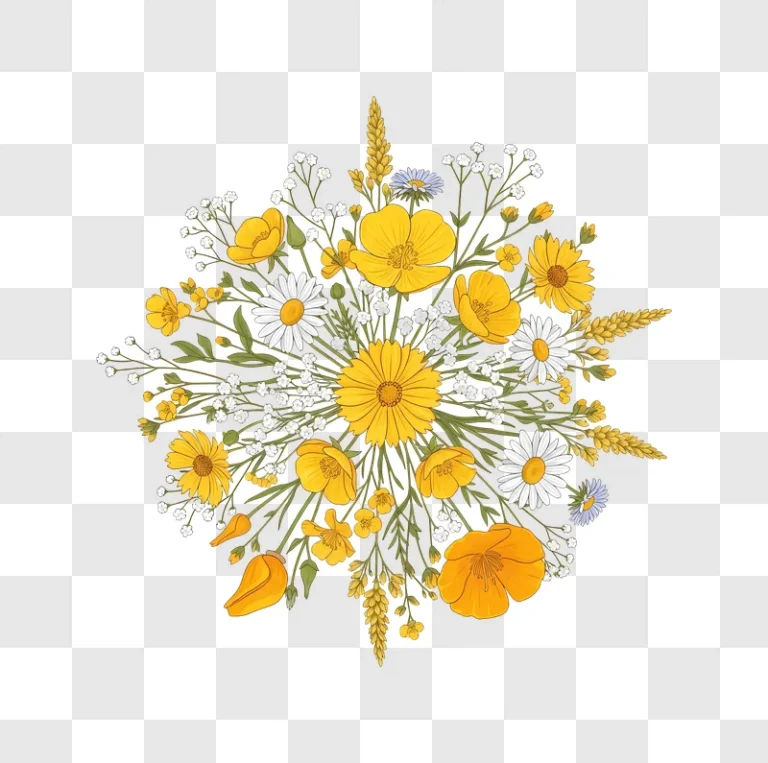 yellow and white wildflower bouquet
