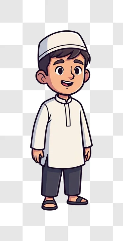 young muslim boy wearing traditional clothing