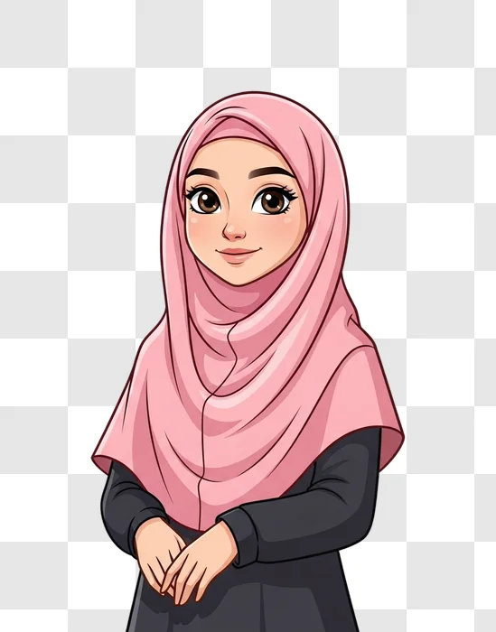 young woman wearing pink hijab headscarf