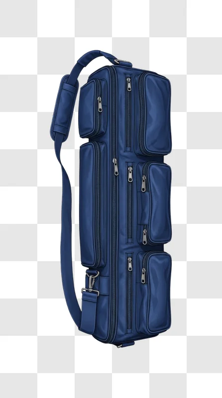 blue travel luggage bag with pockets realistic isolated object png transparent background personal use design resource