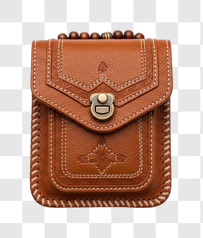 brown leather small pouch bag