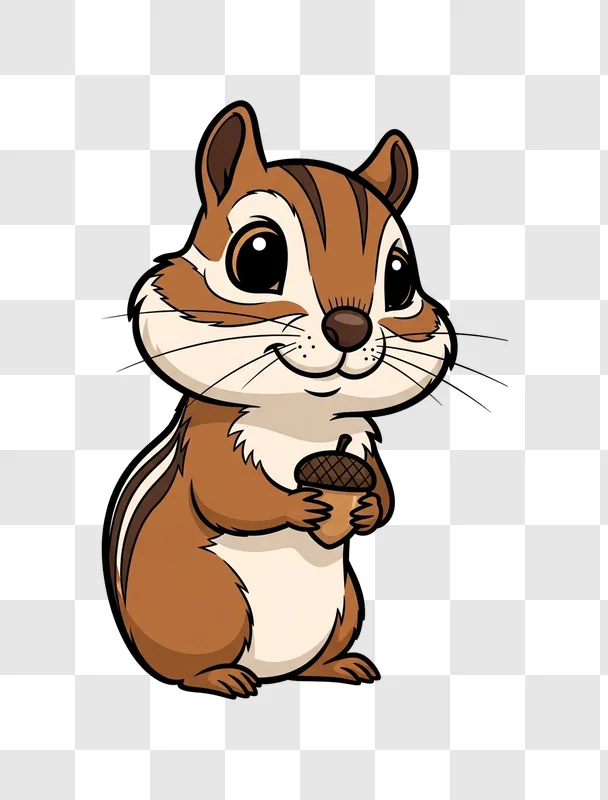 cartoon chipmunk holding an acorn nut