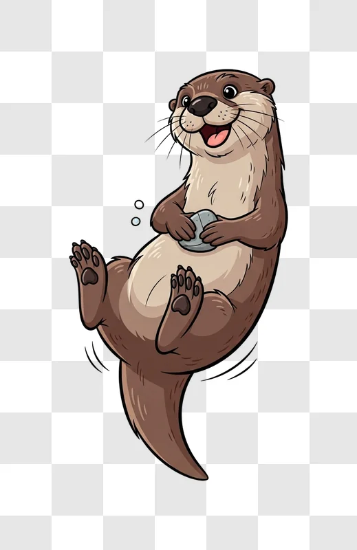 cartoon otter holding a mug