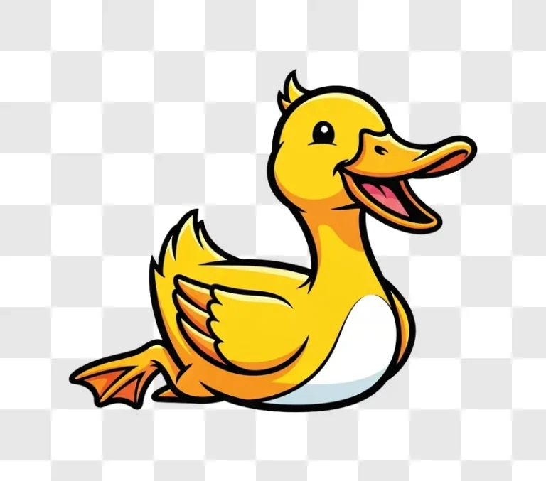 cartoon yellow duck character smiling