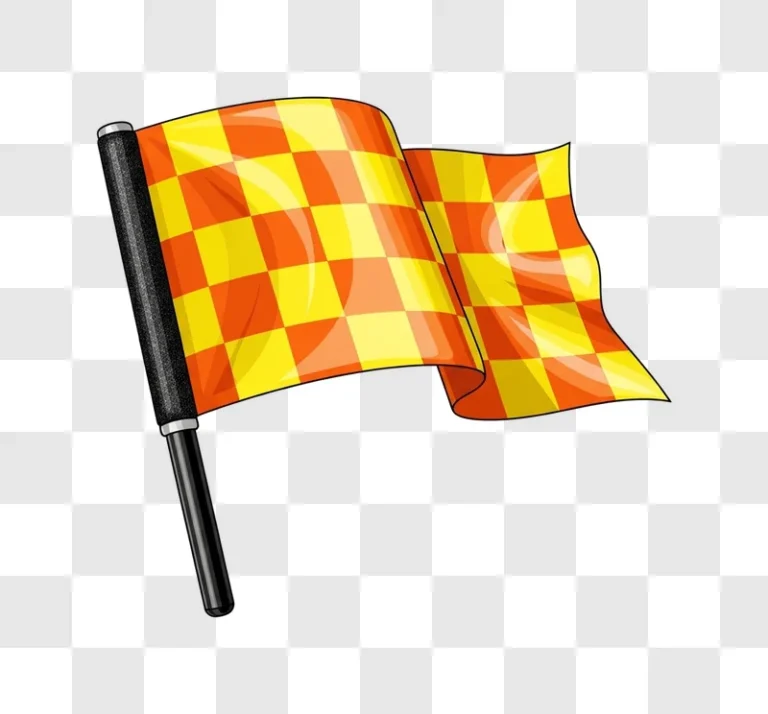 checkered flag on a pole waving