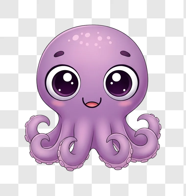 cute purple cartoon octopus smiling