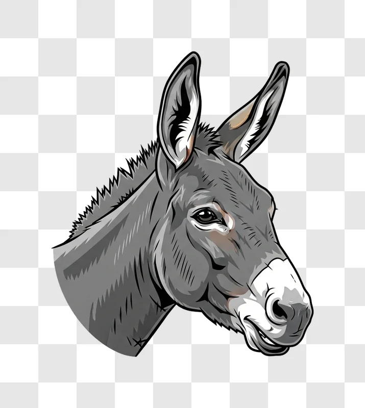 donkey head with white marking png transparent background personal use design resource