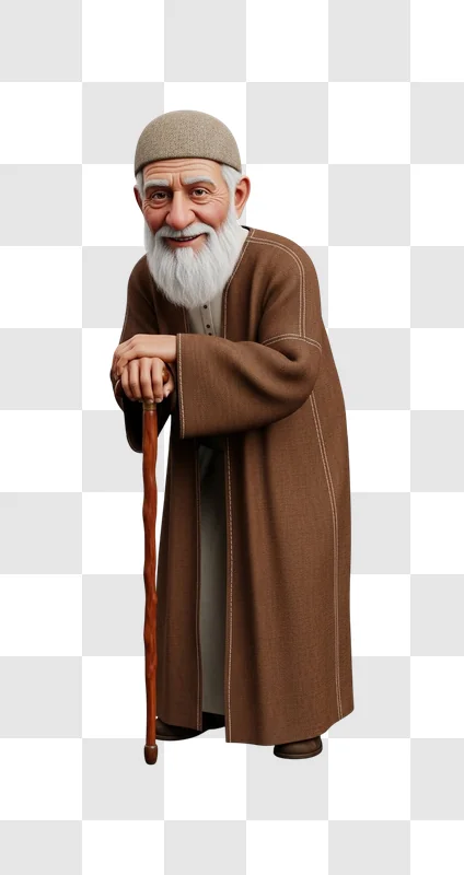 elderly man with white beard standing