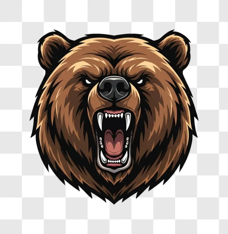 fierce roaring bear head illustration png transparent background personal use design resource
