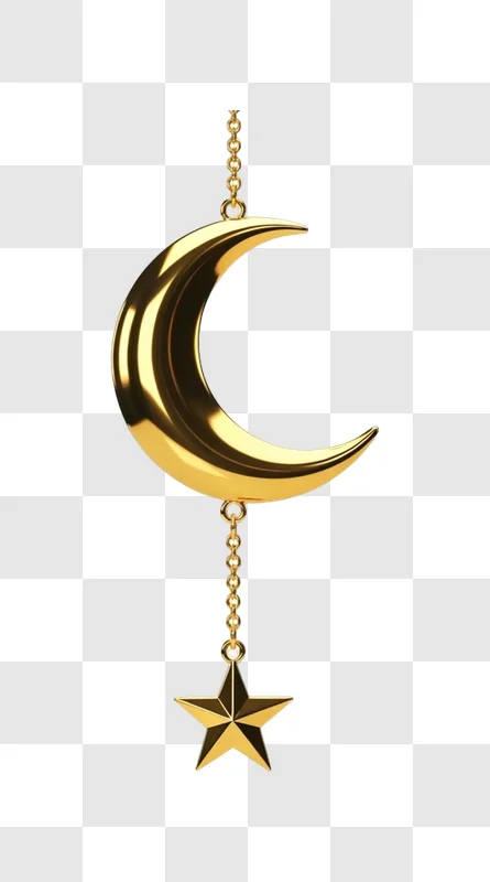gold crescent moon and star ornament