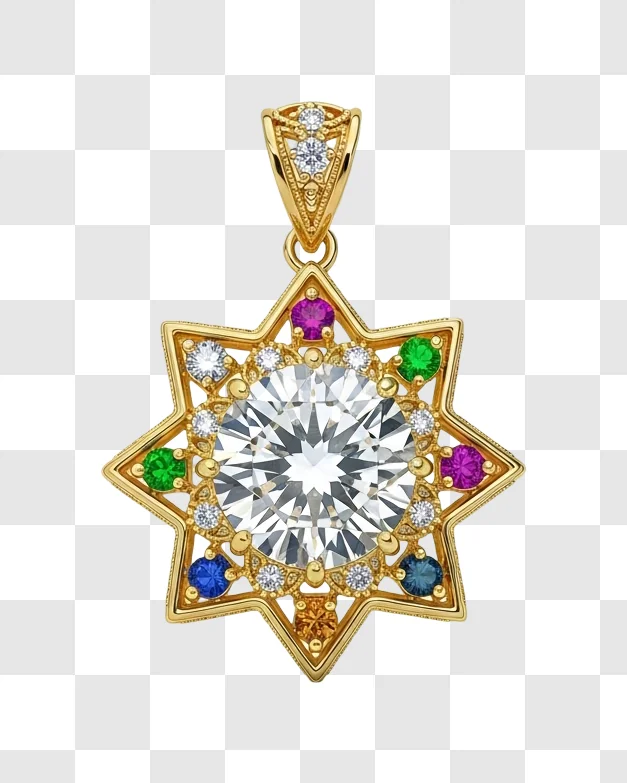 gold star shaped diamond pendant necklace