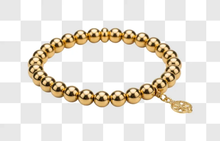 golden beaded bracelet with charm