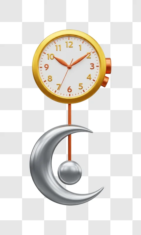 golden clock with crescent moon pendulum
