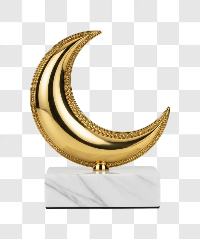 golden crescent moon decorative object