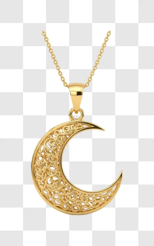 golden crescent moon pendant necklace jewelry print ready png png transparent background free for personal use
