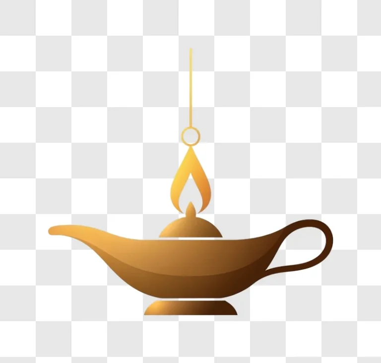 golden lamp with burning wick flame high resolution isolated object png transparent background free for personal use