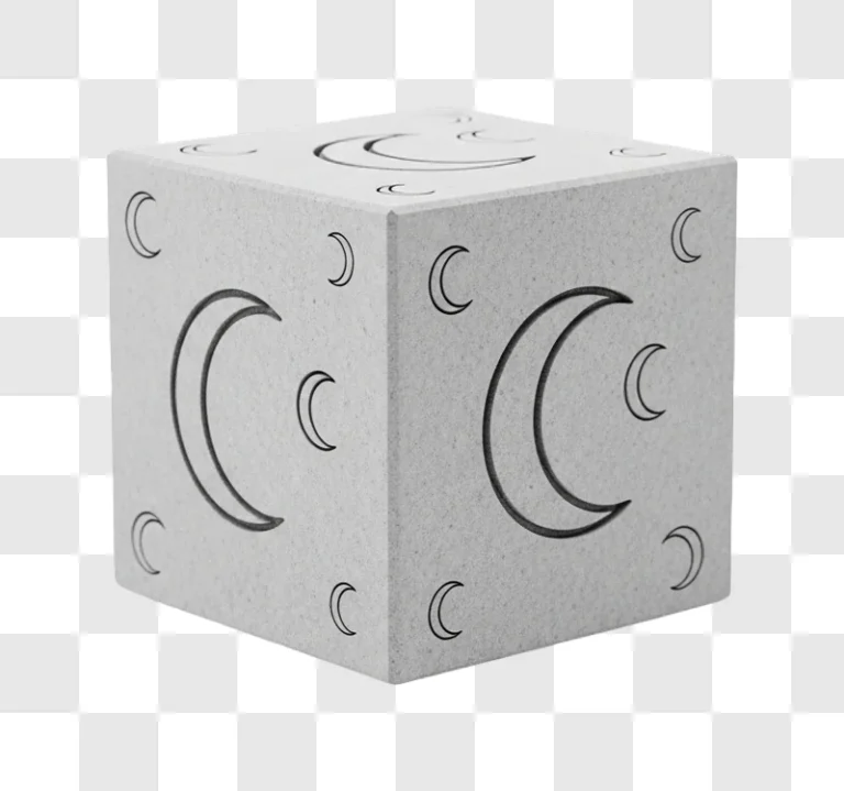 gray cube with crescent moon shapes detailed clipart element png transparent background free for personal use