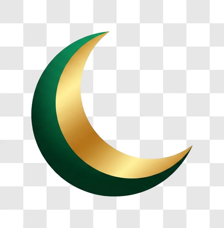 green and gold crescent moon symbol minimalist clean cut png transparent background non commercial use only