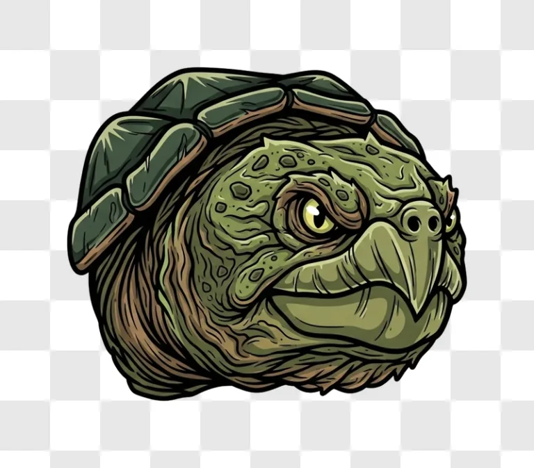 green turtle monster head closeup illustration png transparent background personal use design resource