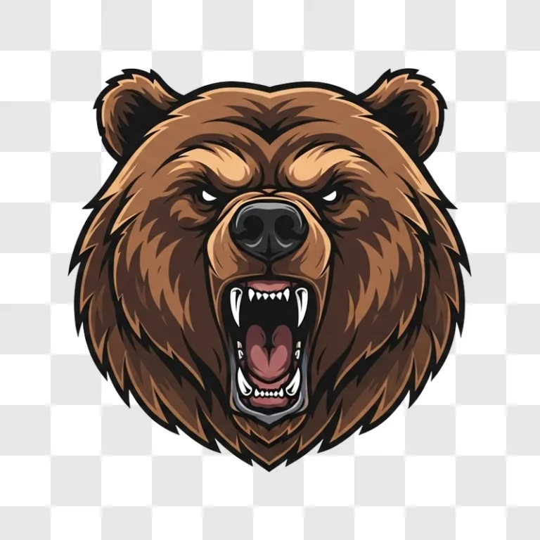 grizzly bear angry face illustration