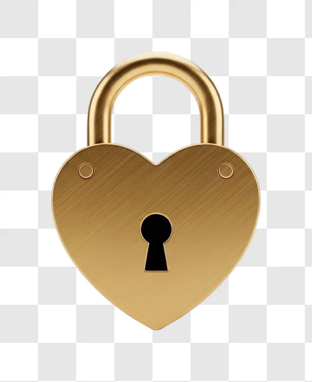 heart shaped golden metal padlock