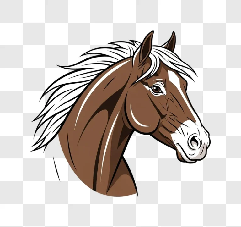 illustrated brown horse head with white mane png transparent background personal use design resource