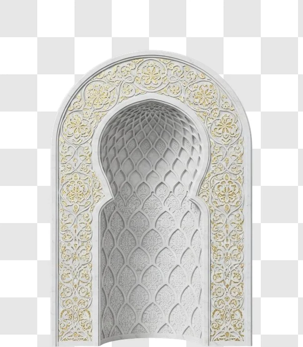 intricate white archway ornamental design element