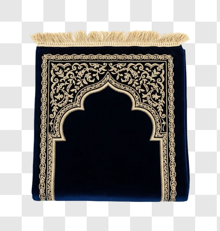 islamic prayer mat with gold design decorative design asset png transparent background non commercial use only