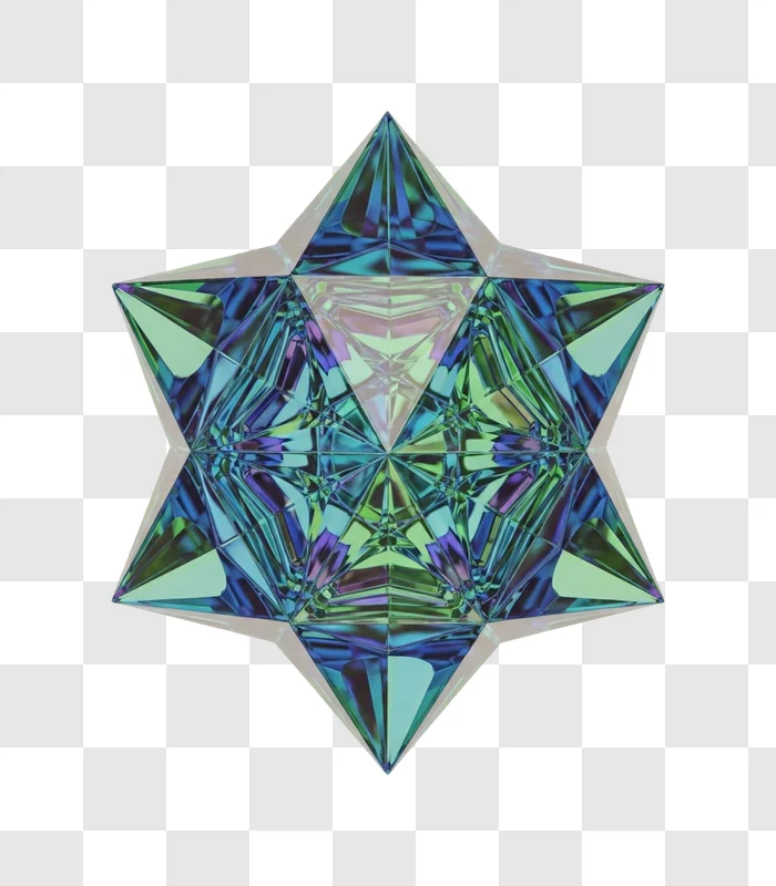 large blue green crystal star shape