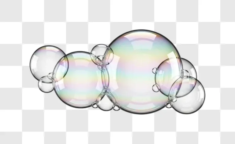 large iridescent soap bubbles floating