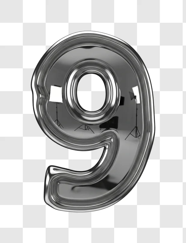 large metal number nine numeral
