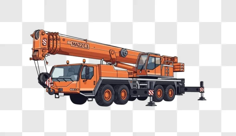 large orange mobile crane truck