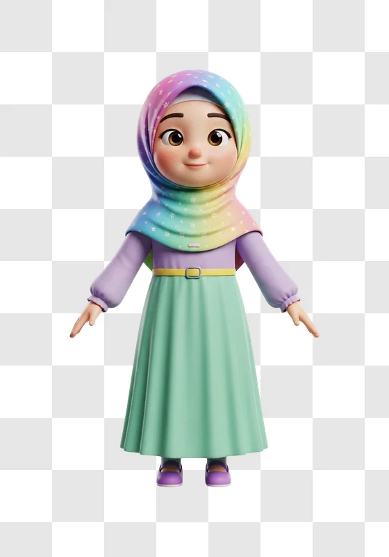 little girl wearing colorful hijab