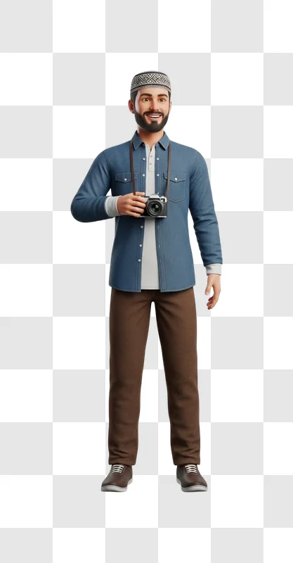 man holding a camera standing still