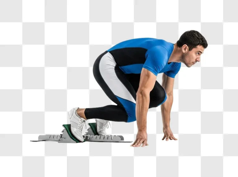 man in athletic wear crouching down