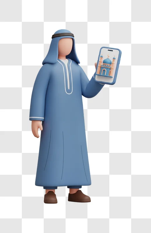 man in blue robe holding smartphone
