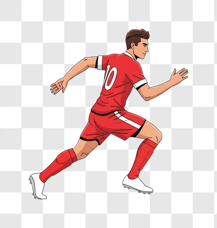 man wearing red soccer uniform running