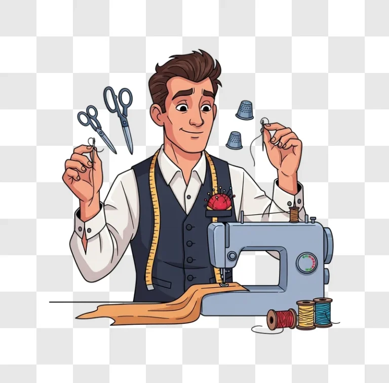 man working on sewing machine