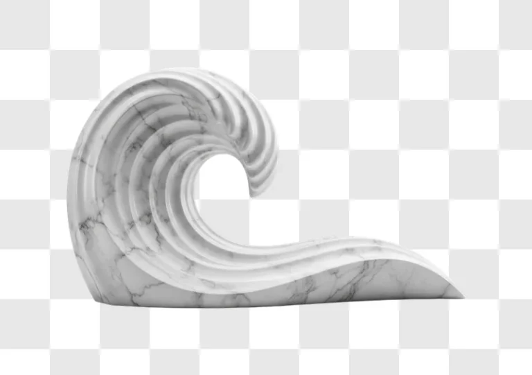 marble wave sculpture on white background