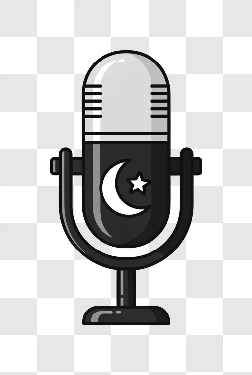 microphone with crescent moon and star high quality cut out png transparent background personal use design resource