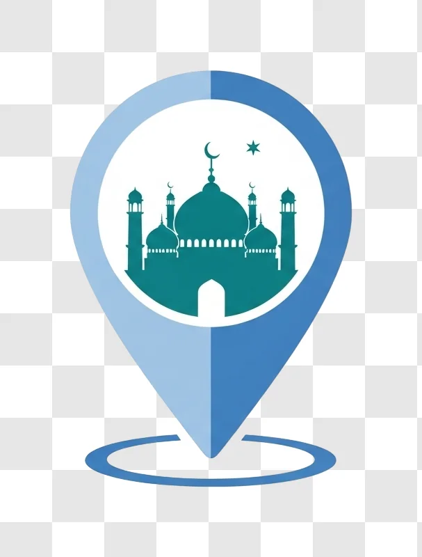 mosque icon inside location pin cartoon style transparent png transparent background non commercial use only