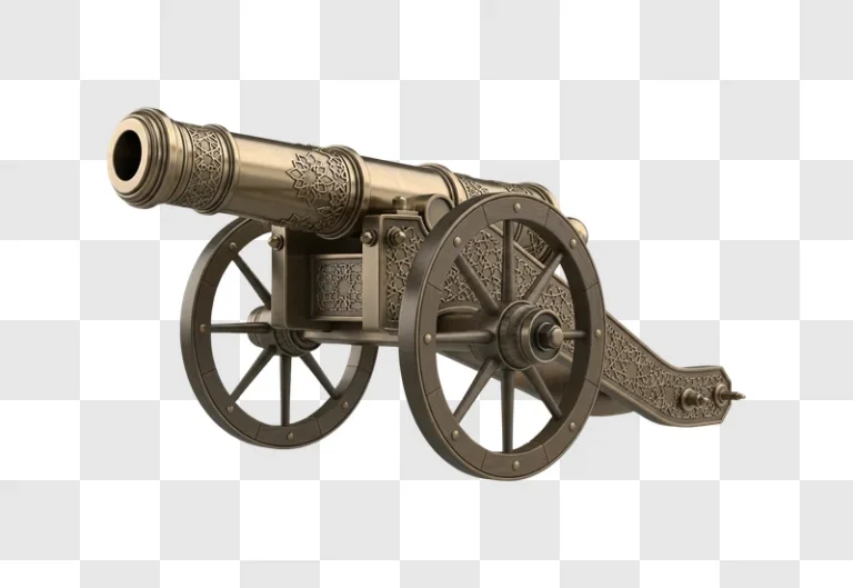 old antique cannon on wheels 3d render isolated png transparent background personal use design resource