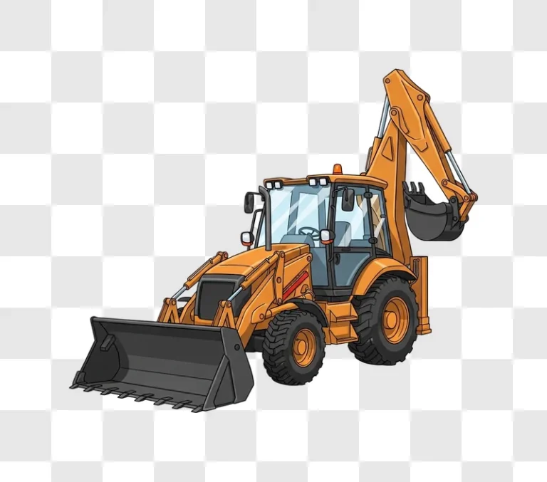 orange backhoe loader heavy construction equipment